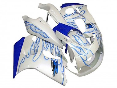 Purchase 1996-2000 Suzuki GSXR 600 / GSXR 750 Motorcycle Fairings - White Blue Flame Canada