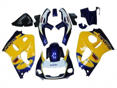 Purchase 1996-2000 Suzuki GSXR 600 / GSXR 750 Motorcycle Fairings - Yellow Blue Tribal Canada
