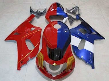 Purchase 2001-2003 Suzuki GSXR 600 / GSXR 750 Motorcycle Fairings - Red Blue Split Gold Canada