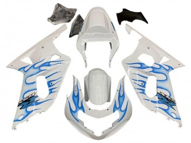 Purchase 2001-2003 Suzuki GSXR 600 / GSXR 750 Motorcycle Fairings - White Blue Flame Canada