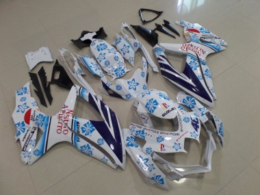Purchase 2008-2010 Suzuki GSXR 600 / GSXR 750 Motorcycle Fairings - White Blue Flower Red Nastro Azzurro Canada