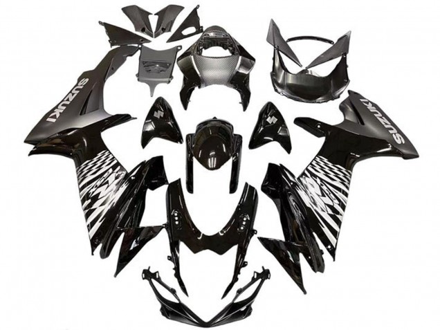 2011-2024 Suzuki GSXR 600 / GSXR 750 Motorcycle Fairings - Glossy Black Silver Canada