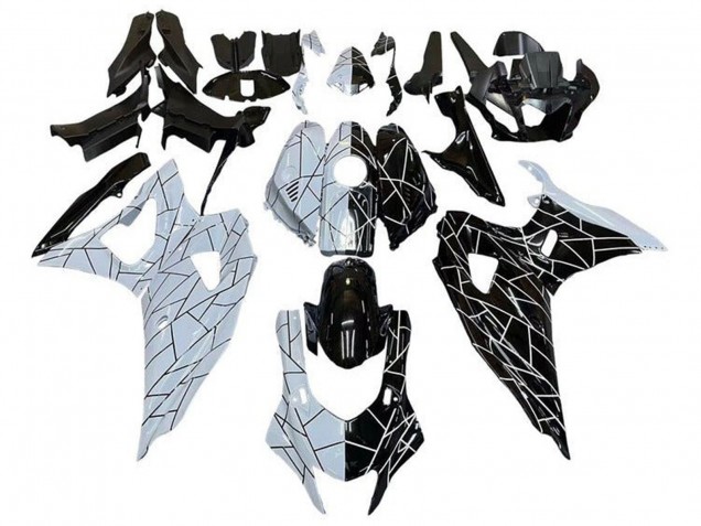 2021-2024 Yamaha YZF R7 Motorcycle Fairings - White Black Split Stripe Canada