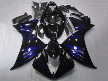 Purchase 2009-2011 Yamaha YZF 1000 R1 Motorcycle Fairings - Glossy Black Blue Flame Canada