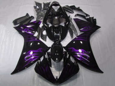 Purchase 2009-2011 Yamaha YZF 1000 R1 Motorcycle Fairings - Glossy Black Purple Flame Canada