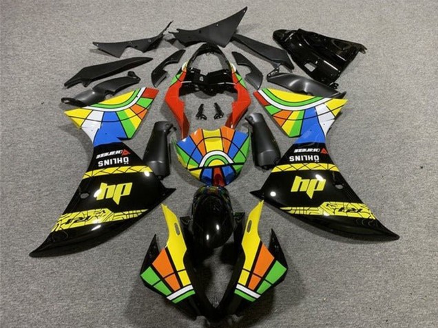 2009-2011 Yamaha YZF 1000 R1 Motorcycle Fairings - Black Yellow HP Color Wheel Canada