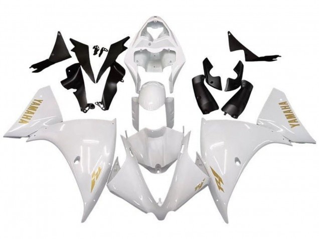 2009-2011 Yamaha YZF 1000 R1 Motorcycle Fairings - White Gold Decal Canada