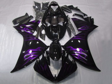 Purchase 2012-2014 Yamaha YZF 1000 R1 Motorcycle Fairings - Glossy Black Purple Flame Canada