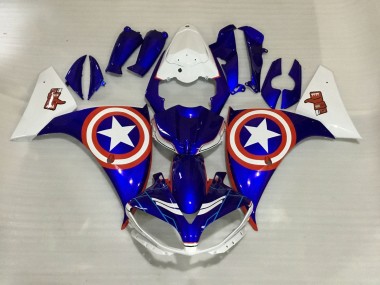 Purchase 2012-2014 Yamaha YZF 1000 R1 Motorcycle Fairings - White Blue Red Star Captain America Canada