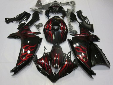 Purchase 2007-2008 Yamaha YZF 1000 R1 Motorcycle Fairings - Glossy Black Red Flame Canada