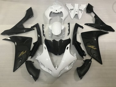 Purchase 2007-2008 Yamaha YZF 1000 R1 Motorcycle Fairings - White Faux Carbon Fiber Gold Decal Canada