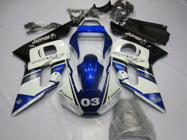 Purchase 1998-2002 Yamaha YZF R6 Motorcycle Fairings - White Blue Glossy Black Rizoma 03 Canada