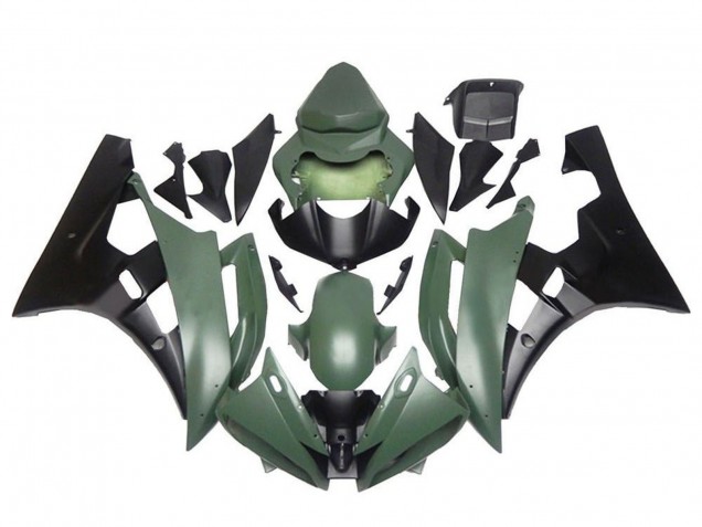 2006-2007 Yamaha YZF R6 Motorcycle Fairings - Army Green Matte Black Canada
