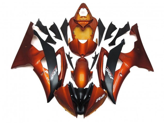 2008-2016 Yamaha YZF R6 Motorcycle Fairings - Orange Matte Black Canada