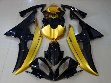 Purchase 2008-2016 Yamaha YZF R6 Motorcycle Fairings - Gold Glossy Black Canada