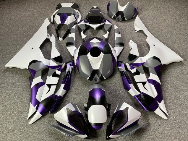 2008-2016 Yamaha YZF R6 Motorcycle Fairings - White Purple Grey Black Camouflage Canada