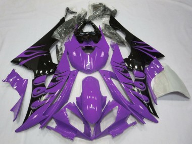 Purchase 2008-2016 Yamaha YZF R6 Motorcycle Fairings - Purple Glossy Black Flame Canada