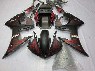 Purchase 2005 Yamaha YZF R6 Motorcycle Fairings - Matte Black Matte Red Flame Canada