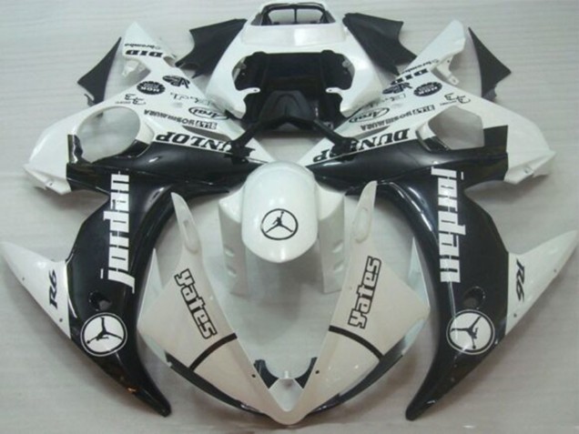 2005 Yamaha YZF R6 Motorcycle Fairings - White Glossy Black Jordan Dunlop Canada