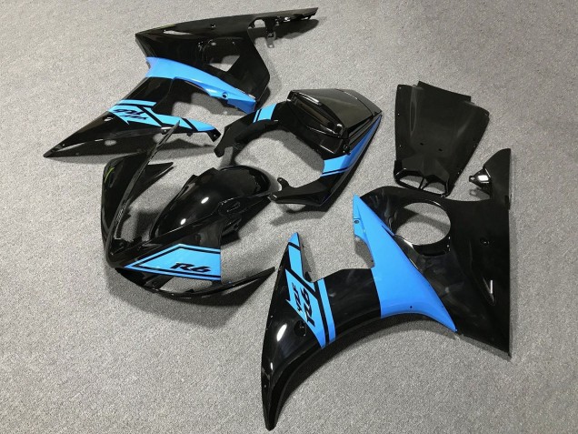 2005 Yamaha YZF R6 Motorcycle Fairings - Glossy Black Light Blue Canada