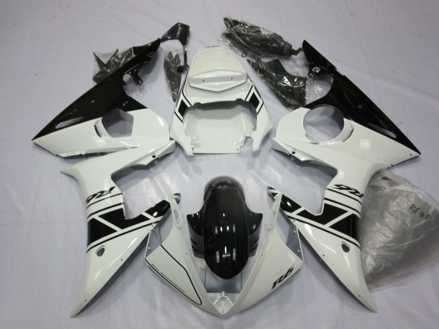2003-2004 Yamaha YZF R6 Motorcycle Fairings - White Glossy Black Canada