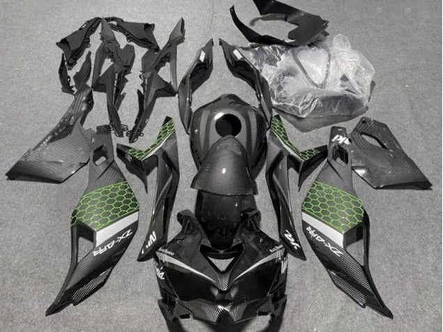 2019-2026 Kawasaki ZX4R ZX-4RR Motorcycle Fairings - Faux Carbon Fiber Green Grey Canada