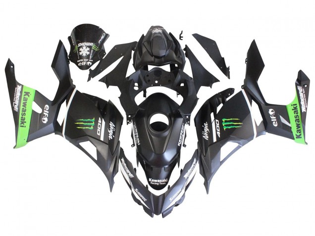 2018-2024 Kawasaki EX400 Motorcycle Fairings - Matte Black Green Monster Showr Snow Canada