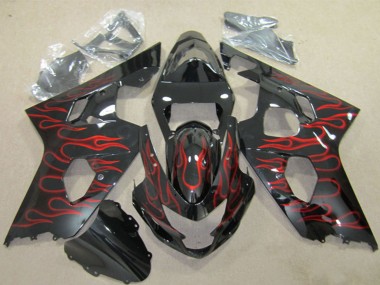 Purchase 2004-2005 Suzuki GSXR 600 Motorcycle Fairings - Glossy Black Red Flame Canada