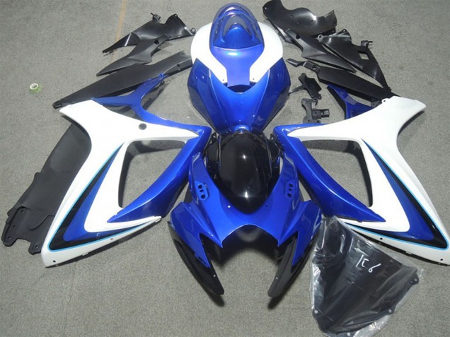 2006-2007 Suzuki GSXR 600 Motorcycle Fairings - White Blue Glossy Black Canada