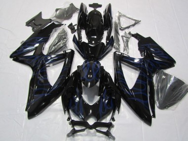 Purchase 2008-2010 Suzuki GSXR 600 Motorcycle Fairings - Glossy Black Blue Flame Canada