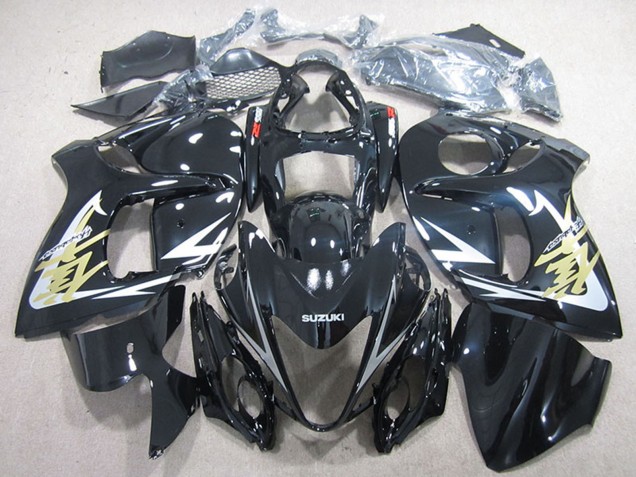 2008-2020 Suzuki GSXR 1300 Hayabusa Motorcycle Fairings - Glossy Black White Gold Decal Canada