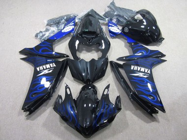 Purchase 2007-2008 Yamaha YZF R1 Motorcycle Fairings - Glossy Black Blue Flame Canada