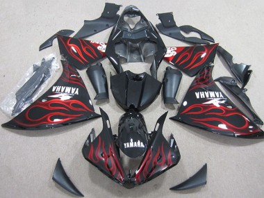Purchase 2012-2014 Yamaha YZF R1 Motorcycle Fairings - Glossy Black Red Flame Canada