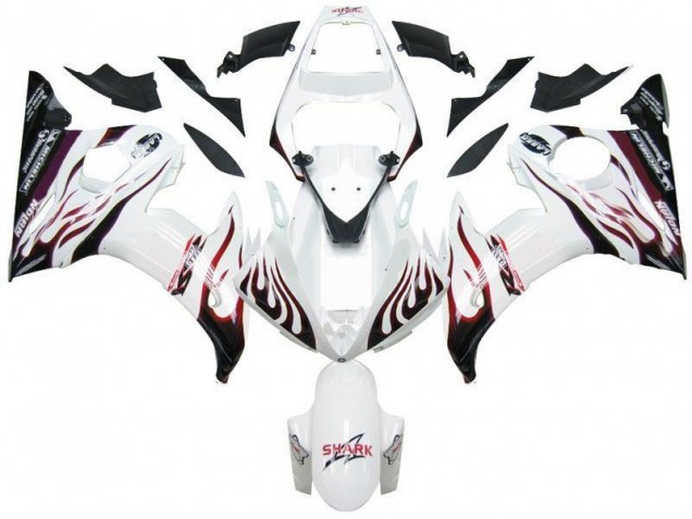 Purchase 2003-2005 White Black Red Flame Yamaha YZF R6 Motorcycle Fairings Canada Purchase 2003-2005 White Black Red Flame Yamaha YZF R6 Motorcycle Fairings Canada