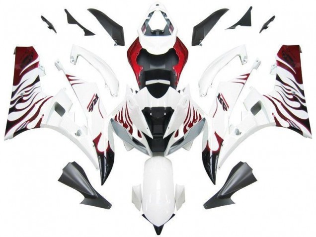 Purchase 2006-2007 White Red Flame Yamaha YZF R6 Motorcycle Fairing Canada Purchase 2006-2007 White Red Flame Yamaha YZF R6 Motorcycle Fairing Canada