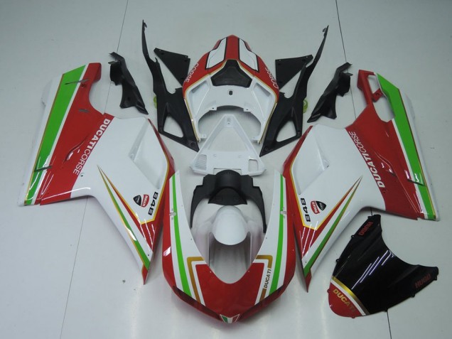 Purchase 2007-2014 Red White and Green Ducati 848 1098 1198 Replacement Motorcycle Fairings Canada Purchase 2007-2014 Red White and Green Ducati 848 1098 1198 Replacement Motorcycle Fairings Canada