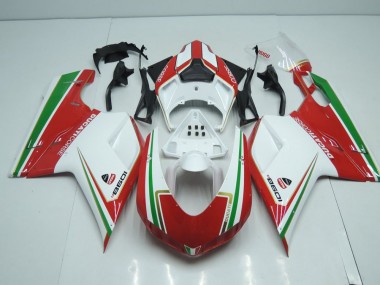 Purchase 2007-2014 White and Red with Green Stripe Ducati 848 1098 1198 Motorcylce Fairings Canada