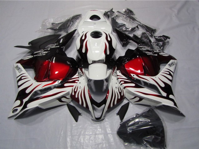 Purchase 2009-2012 White Black Red Flame Honda CBR600RR Replacement Fairings Canada Purchase 2009-2012 White Black Red Flame Honda CBR600RR Replacement Fairings Canada