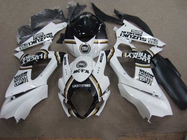 Purchase 2007-2008 White Lucky Strike Black Motul Suzuki GSXR1000 Motorcycle Replacement Fairings Canada Purchase 2007-2008 White Lucky Strike Black Motul Suzuki GSXR1000 Motorcycle Replacement Fairings Canada