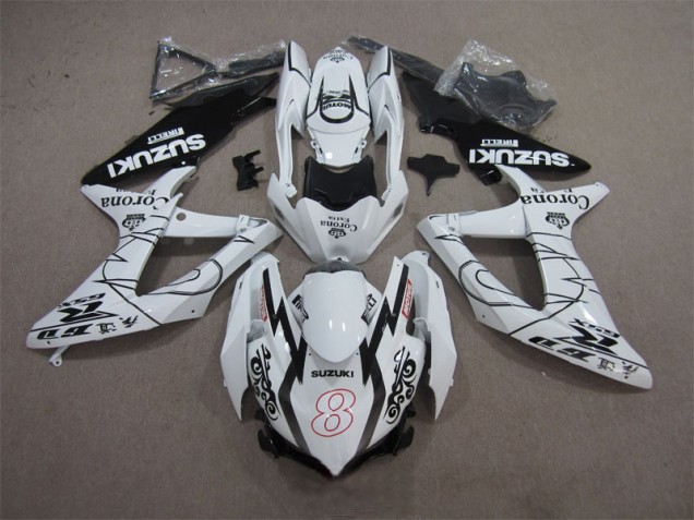Purchase 2008-2010 White Black Corona Extra Motul 8 Suzuki GSXR600 Replacement Motorcycle Fairings Canada Purchase 2008-2010 White Black Corona Extra Motul 8 Suzuki GSXR600 Replacement Motorcycle Fairings Canada