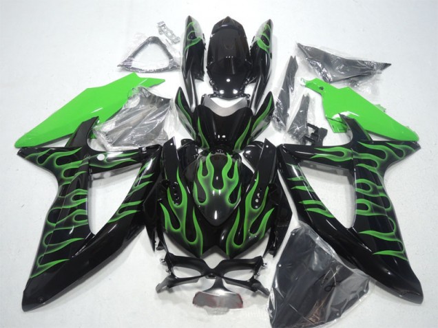 Purchase 2008-2010 Black Green Flame Suzuki GSXR600 Bike Fairings Canada Purchase 2008-2010 Black Green Flame Suzuki GSXR600 Bike Fairings Canada