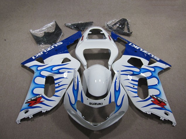 Purchase 2001-2003 White Blue Flame Suzuki GSXR750 Motorbike Fairings Canada Purchase 2001-2003 White Blue Flame Suzuki GSXR750 Motorbike Fairings Canada