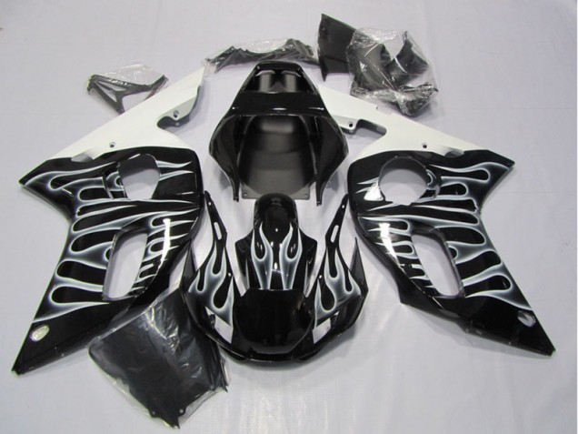 Purchase 1998-2002 Black White Flame Yamaha YZF R6 Motorcycle Fairing Canada Purchase 1998-2002 Black White Flame Yamaha YZF R6 Motorcycle Fairing Canada